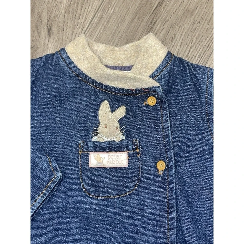 Vintage Peter Rabbit Beatrix Potter Baby‎ Denim Shirt Dress Size 6/9 Months